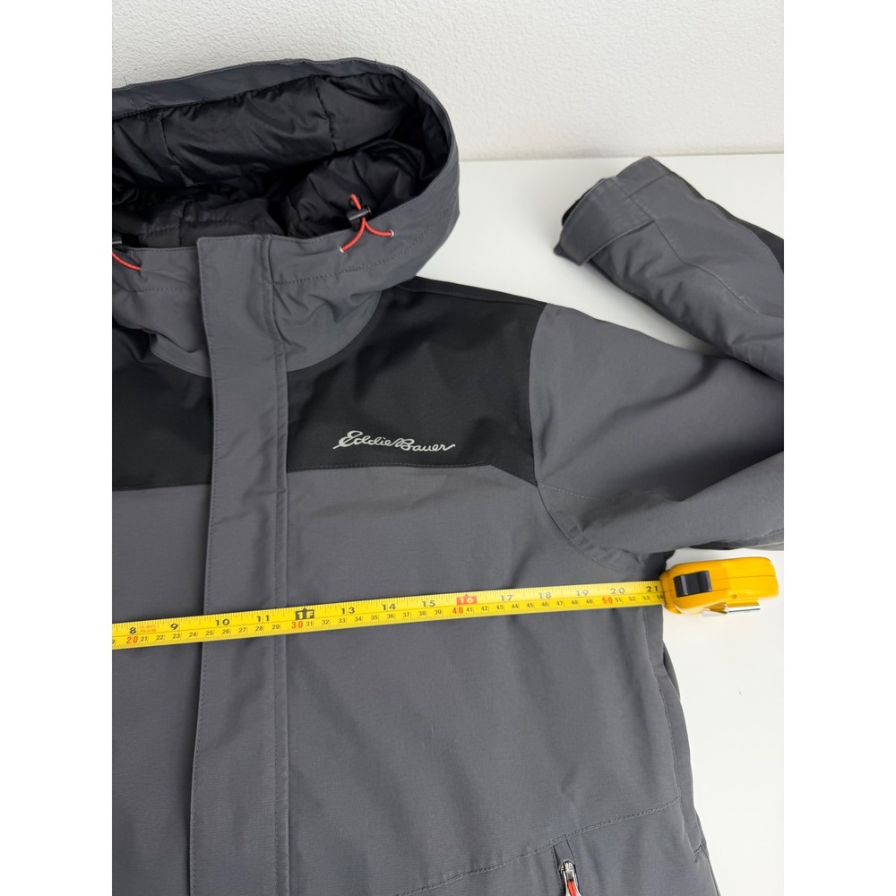 Eddie Bauer Mens Nylon WeatherEdge Plus Ski Jacket S Grey Hooded Powder Skirt - Picture 10 of 12